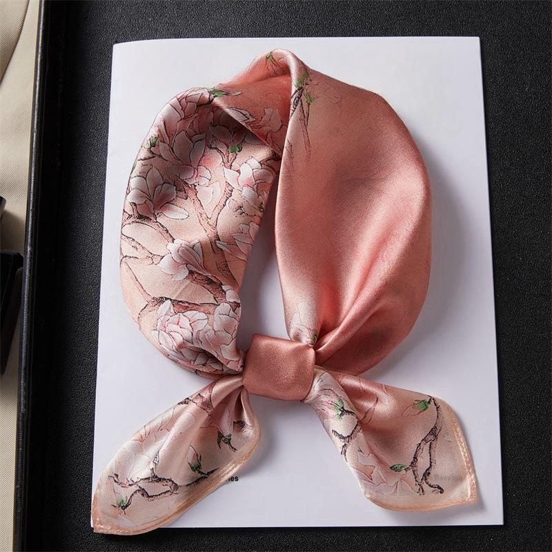 New 53cm silk silk scarf small square scarf women s spring and autumn 100% mulberry silk thin fashion versatile scarf scarf