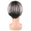 Synthetic Dark Root Ombre Grey Hair Wig for Men Cosplay Costume Anime Natural Ash Blonde Wigs Short Wave Old Man Wig with Bangs