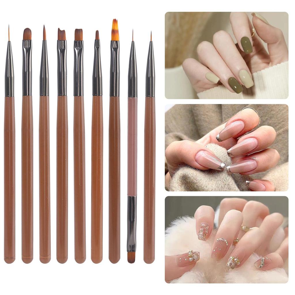 9Pcs Nail Brush Liner Painting Pen Manicure Acrylic Drawing Brush for Nail Art Design UV Gel Nails Tip Display DIY Tool