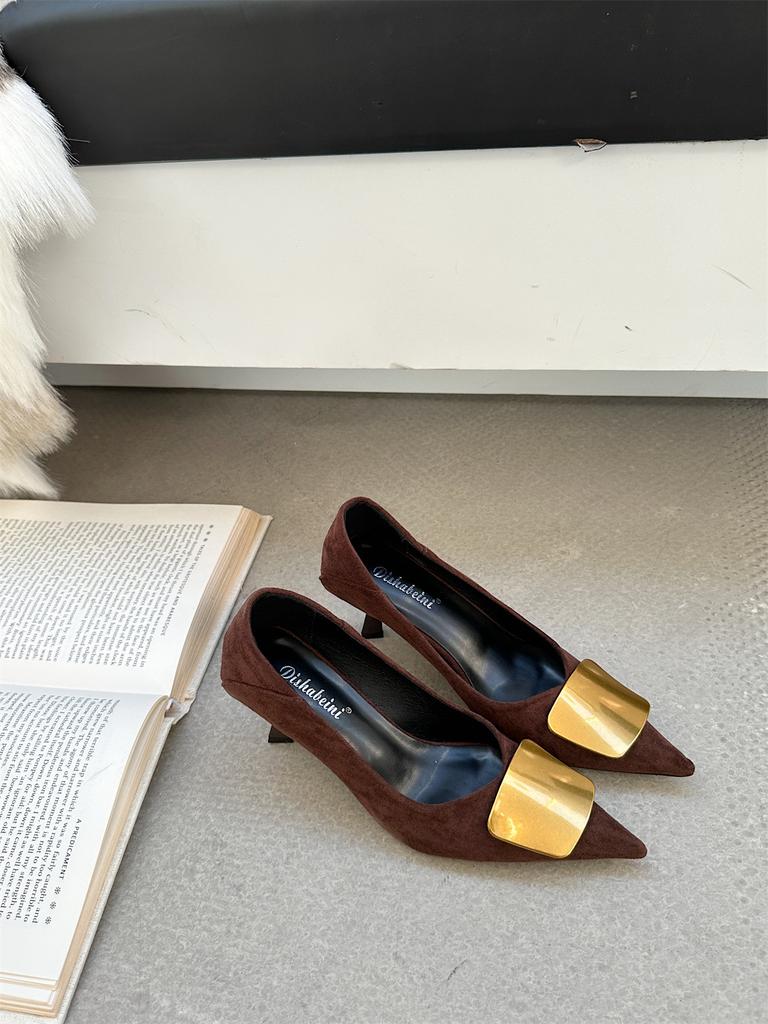 Single Shoes Spring New Pointed Professional Commuter Cat Heel Work Shoes Not Tired Feet Shallow Mouth Temperament High Heels Women