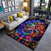 Area Rug, Sacred Geometry Rainbow Neon Flower of Life Nebula Print, Meditation Room Decor, Non-Slip Mat