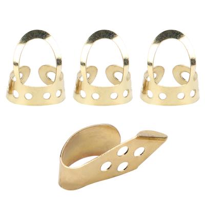 Fingerplektren Metall Verstellbar Hohl 3 Stück Zeigefinger 1 Stück Daumen Banjo Gitarre Ukulele Teile(Gold )