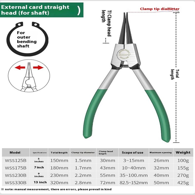

5/7/9/13 дюймов Набор плоскогубцев для стопорных колец Плоскогубцы для снятия и установки стопорных колец Съемник Ручной инструмент для валов 7 Inches