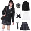 Cosplay Uniform Blazer High School Girl JK Uniform 6 Piece Set High School Girl Uniform Skirt Shirt Tie Bowtie Badge Cosplay School Uniform Sailor