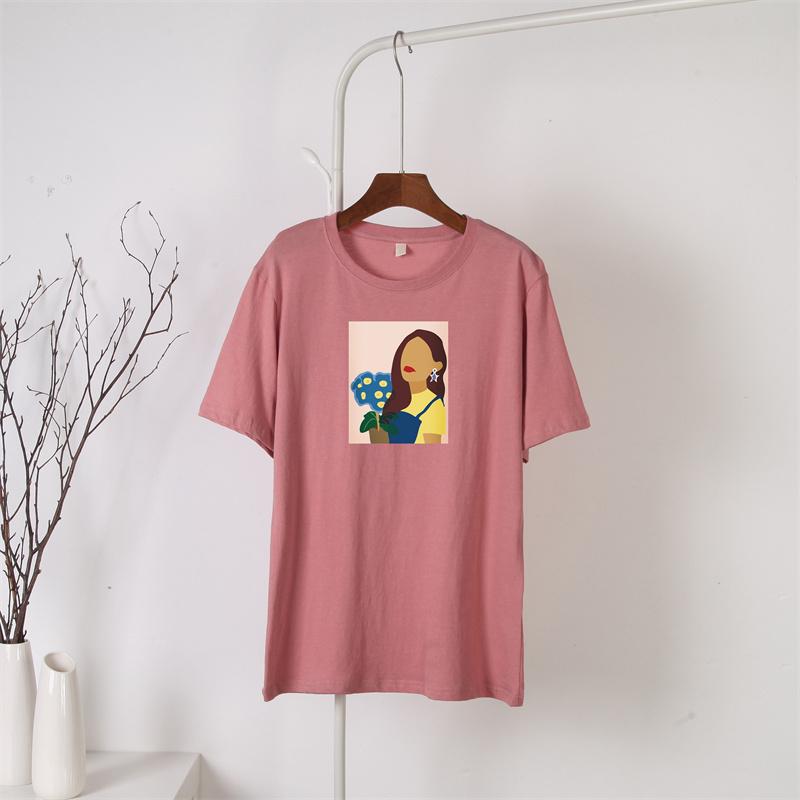 Hirsionsan Nueva Camiseta con Gráfico de Personaje Harajuku para Mujer 100% Algodón Manga Corta Camiseta Verano Suave Oversize Jersey Top