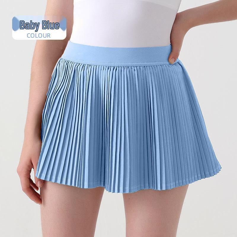 

Женская теннисная юбка с высокой талией и встроенными шортами, плиссированная, эффект двух частей, спортивная одежда с защитой от просвечивания L