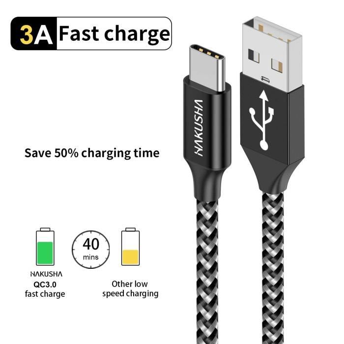 USB Type C Cable 1M-3.3FT 3A Fast Charging Type C Charger Braided Nylon Charger Cable for Samsung Galaxy S20 S8 S9 S10 S20[618]
