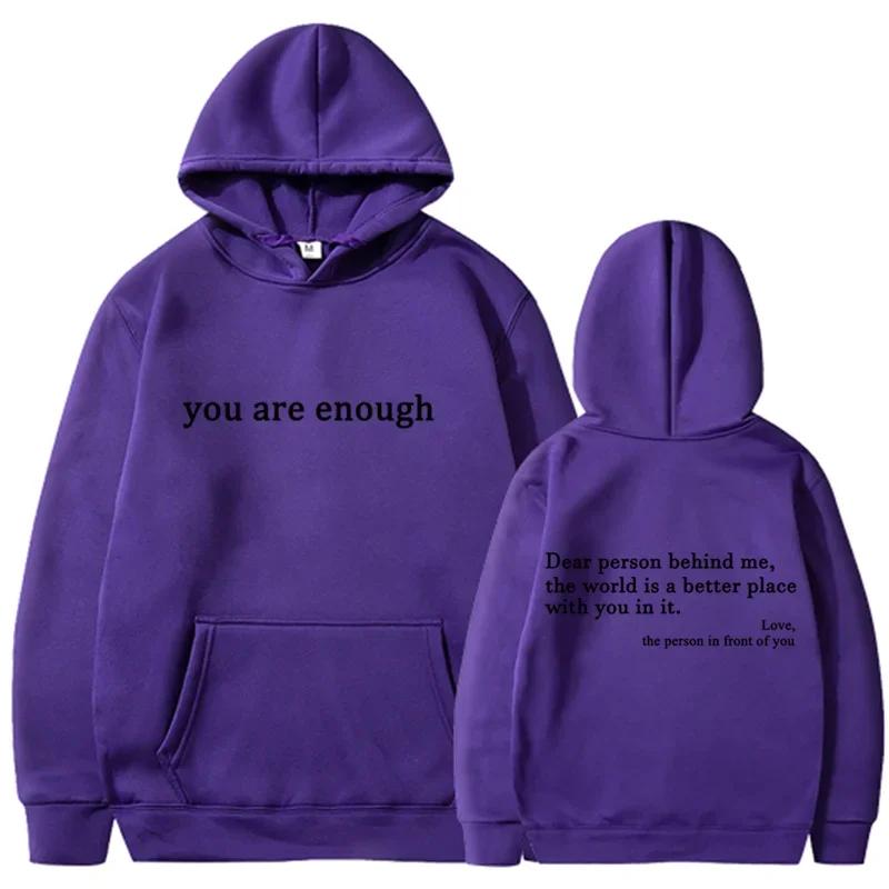 2025 Trendy You are enough Hoodie Men's and Women's Pullover Retro Hoodie Street Hip Hop Unisex Hot Selling Women's Hoodie Top