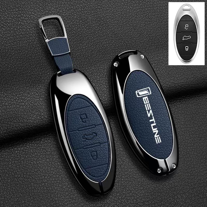 

Zinc Alloy Leather Car Key Fob Cover Case For Faw Bestune T77 T77Pro B70 T55 T33 T99 B70S Protector Shell Keychain Accessories