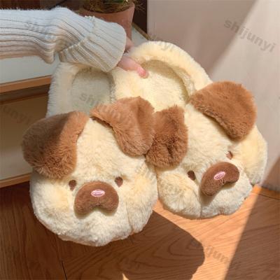 Fashion Women Indoor Warm Cotton Slippers Girls Cute Cartoon Winter Soft Bottom Shoes Couples Fashion Soft Plush Warm Fluffy Slippers
