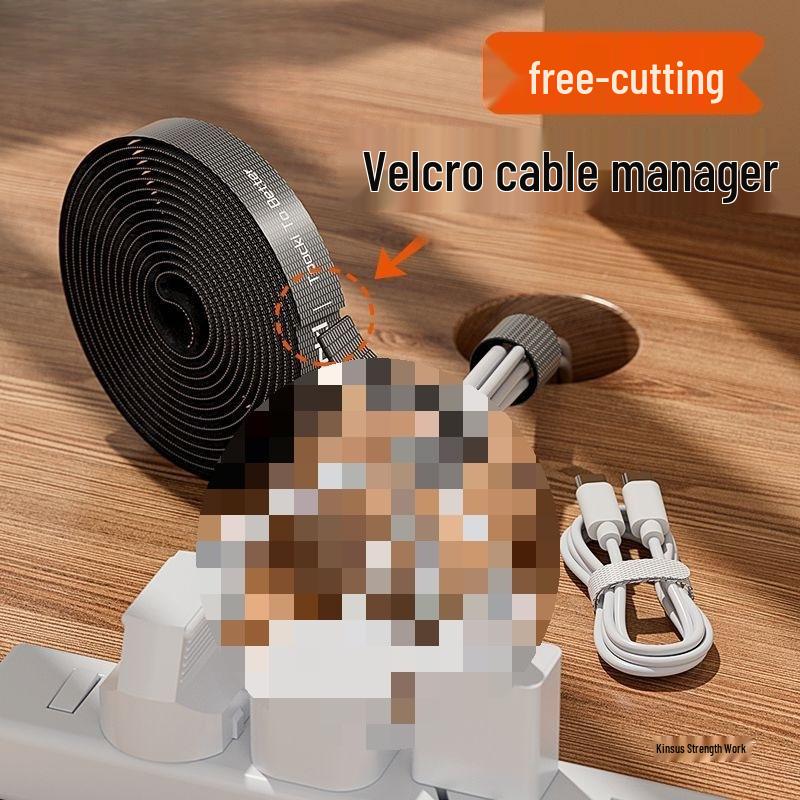 Hook & Loop Self-Adhesive Cable Organizer - Wall-Mounted Cord & Wire Ties