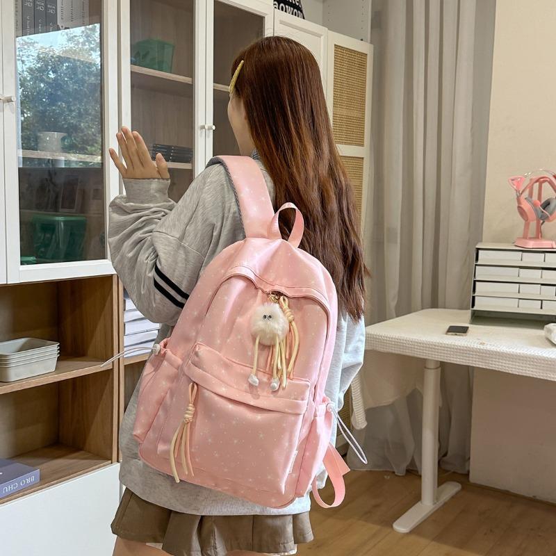 Korean Small Fresh Schoolbag Female College Student Simple Star Backpack Lightweight Large Capacity High School Backpack