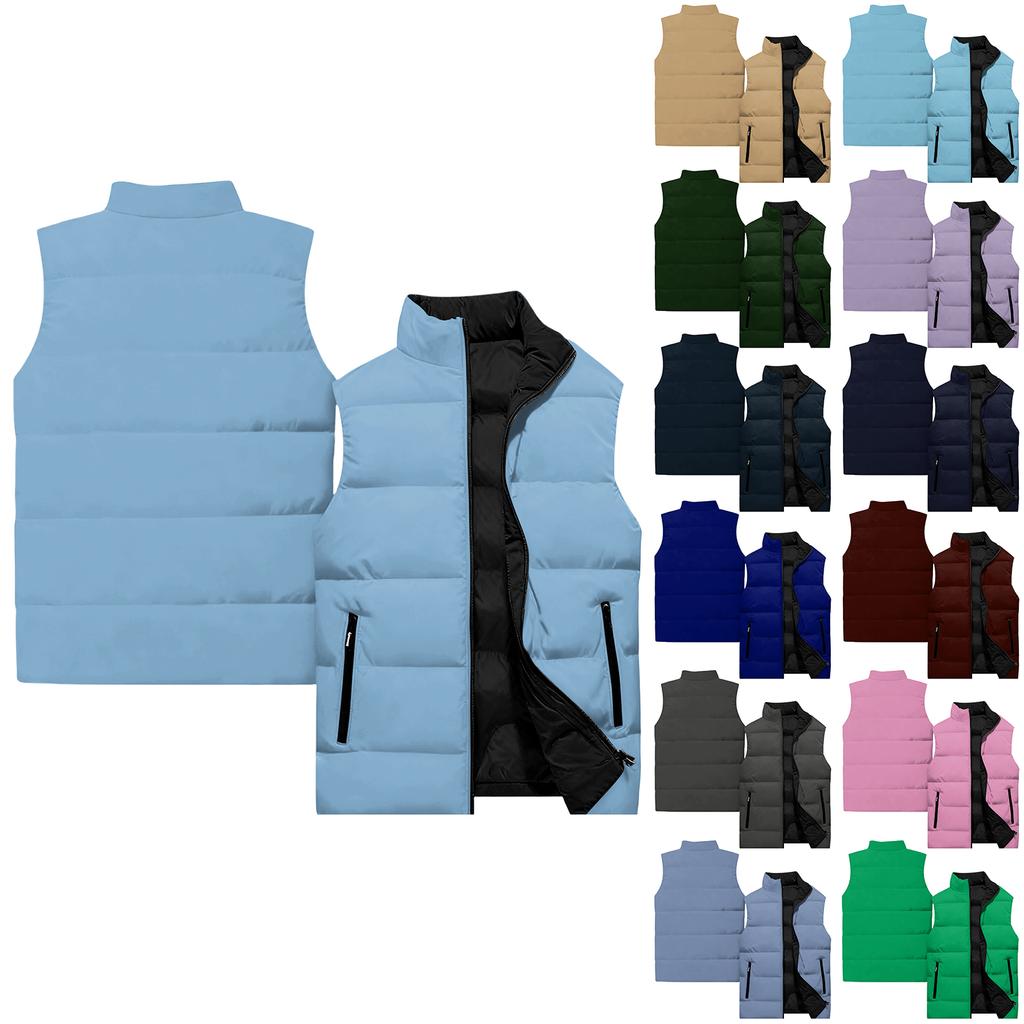 Men's Casual And Fashionable Sleeveless Vest, Solid-color Printed Cotton Jacket