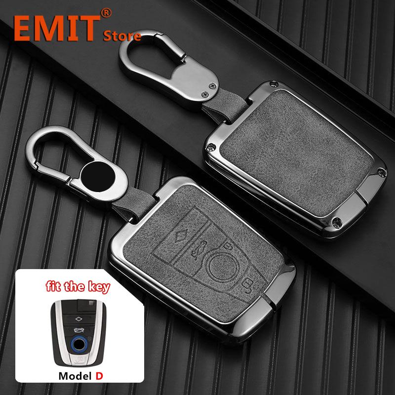 Custodia per chiave auto in lega di zinco e vera pelle adatta per BMW Serie I3 I8 Guscio protettivo Portachiavi Guscio Accessori interni