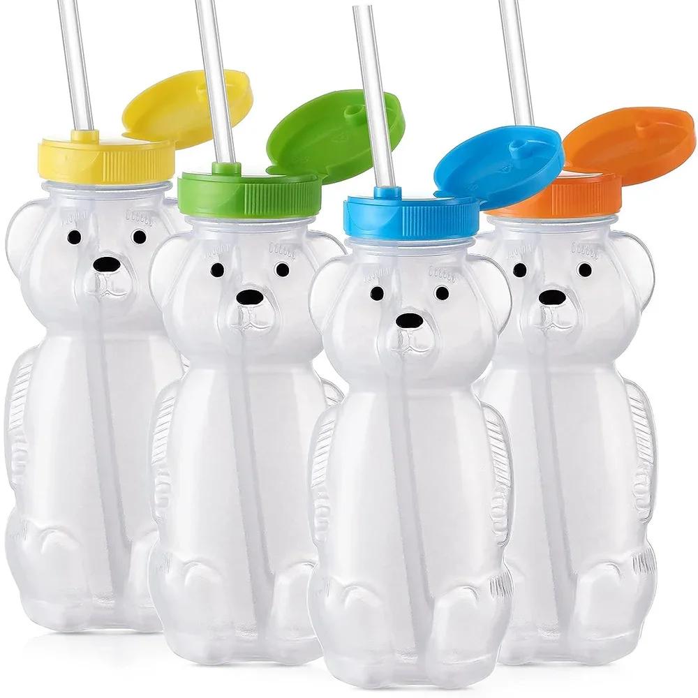Tazze con cannuccia Orsetto Miele per Bambini con Cannucce Flessibili 8 OZ Biberon Sippy per Alimenti e Senza BPA