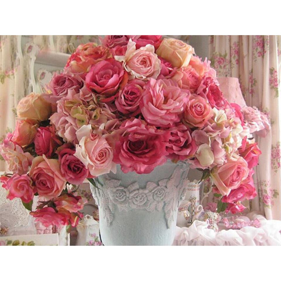 5D DIY Diamond Painting Flower Rhinestone Picture Full Round Diamond Embroidery Mosaic Handmade Products Home Decoration