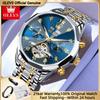 OLEVS 6621 Herrenuhr High-End Automatische Mechanische Uhren Schwungrad Hohlzifferblatt Kalender Mondphase Wasserdicht Herren Armbanduhr