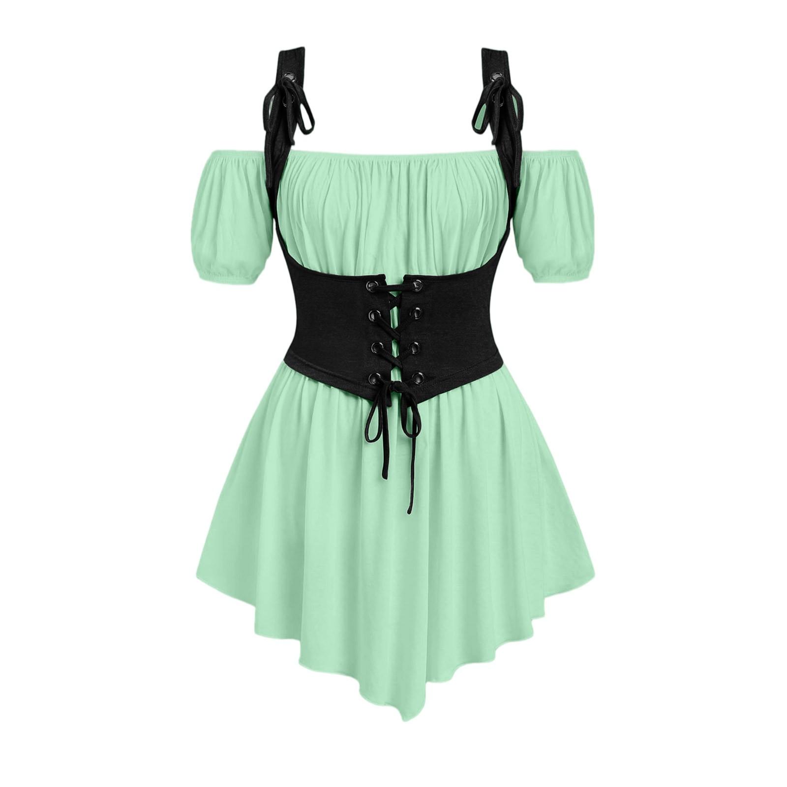 

Модная женская рубашка на одно плечо с жилетом на завязках в панк-стиле, темпераментный костюм-двойка для женщин XL