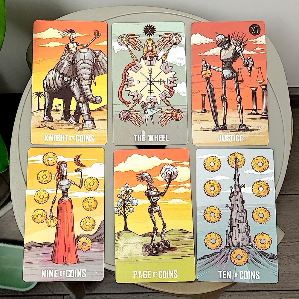 Tarotbot A Robot Themed Tarot Deck 12*7cm 80 Pcs Robot Cartoon Tarot Cards Based On Rider System