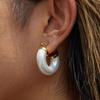 Stainless Steel Hoop Earrings Gold Color Huggie Earrings Vintage Resin Pearl Earrings  Gift