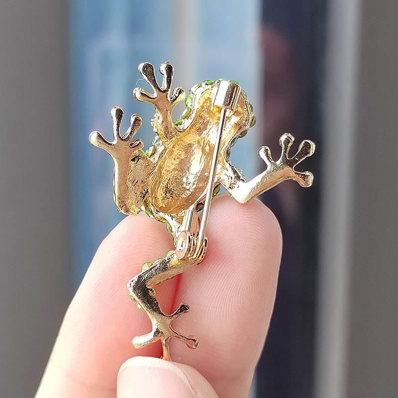 Fashion Lovely Rhinestone Frog Brooches Women Men Unisex Animal Party Casual Brooch Pins Jewelry Gifts