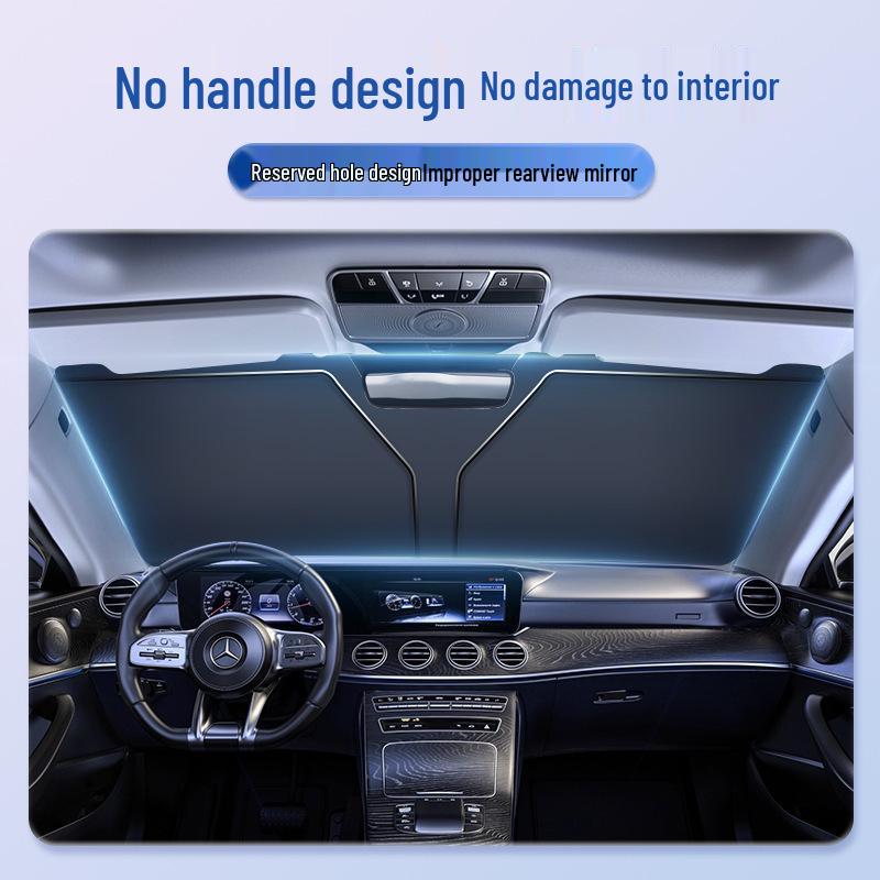 Titanium Silver Sunshade Car Front Windshield Blackout Curtain - Heat Insulation & Sun Protection Cover.
