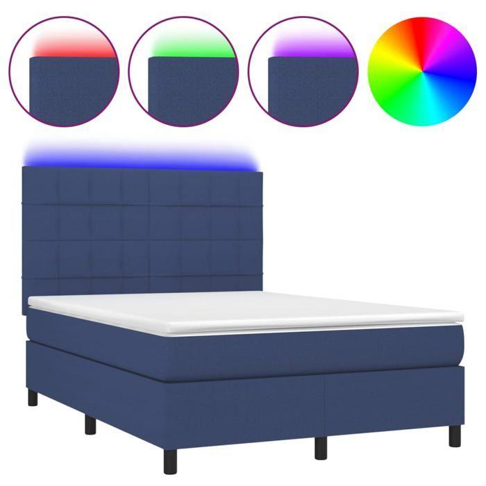 VidaXL Slat Bed Base with Mattress and LED, Upholstered Bed, Double Bed, Adult Bed for Interior Bedroom, 3134875