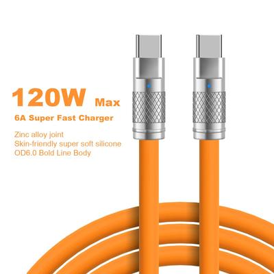 6A Încărcare super rapidă PD Tip C Cablu din silicon lichid Cablu de încărcare rapidă Cablu de încărcare Usb C la C cu îmbinare din aliaj de zinc