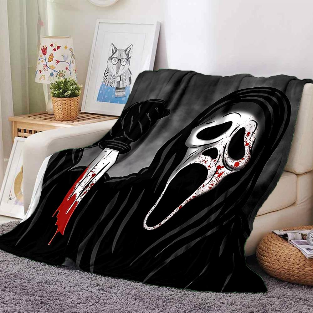 Scream Horror Icon Flannel Blanket Super Soft Warm Cozy Blanket For Sofa Bed Office Travel Allseason Home Decor Gift