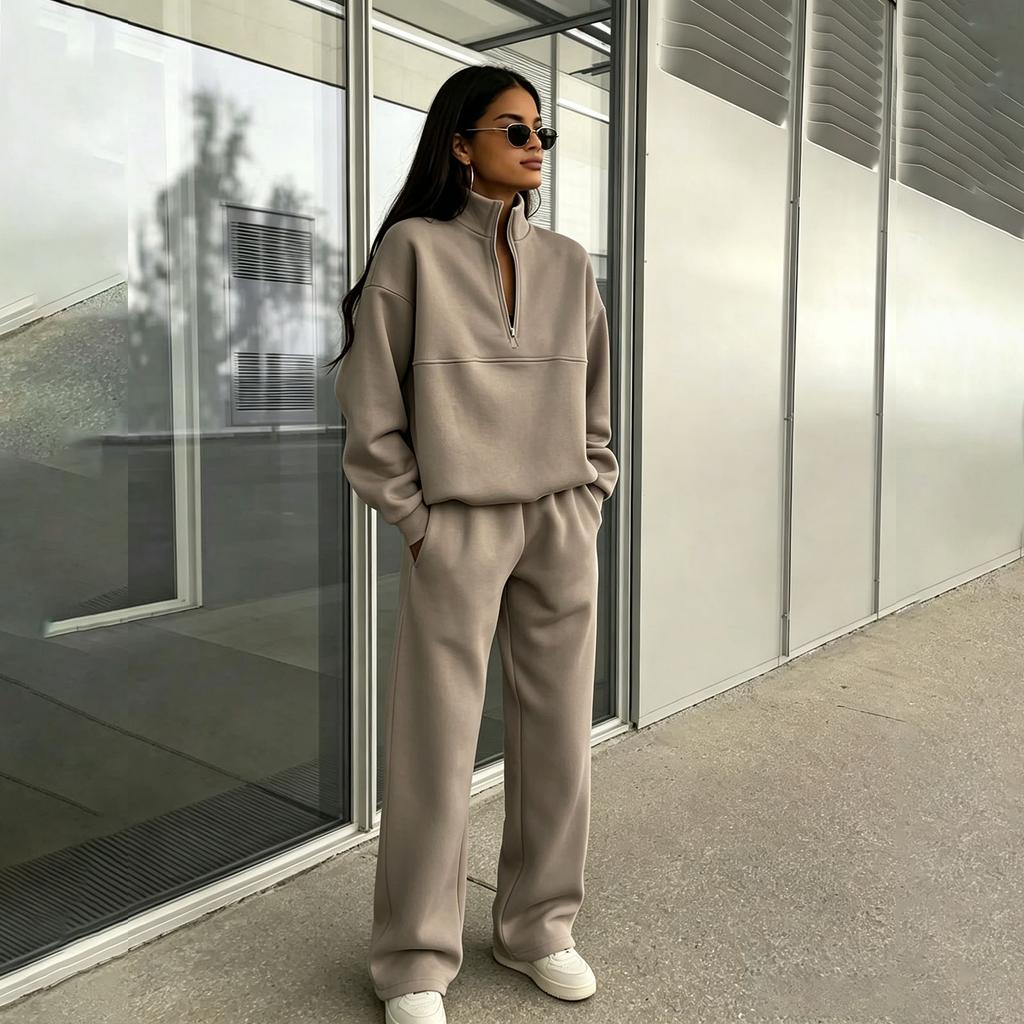 Women's Fashion Casual Color Two Piece Sweatshirt and Pants Set for Everyday Wear