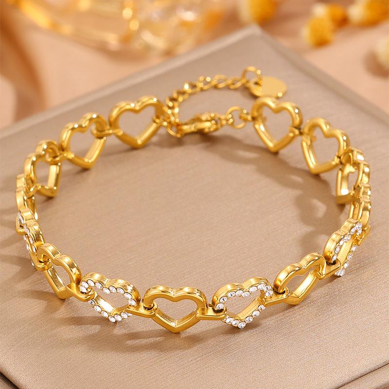 Popular bracelet, titanium steel does not fade, love zircon bracelet, high-end female light luxury niche bracelet, bracelet.