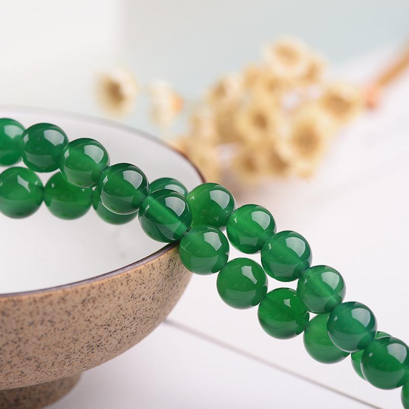Natural Green Agate Loose Beads for DIY Jewelry Making 