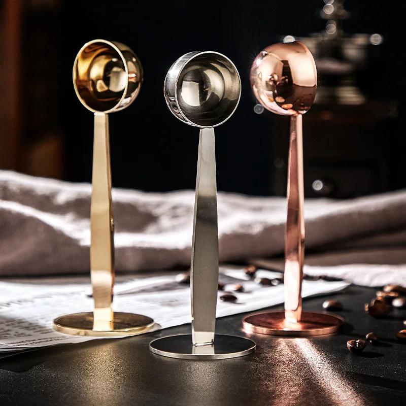 2-in-1 Stainless Steel Coffee Spoon 51mm Tampers Multifunction Measuring Spoons Powder Hammer Tamper Barista Coffee Accessories