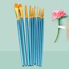 10x Round Pointed/Flat Tip Nylon Hair Acrylic Watercolor Artist Paint Brush