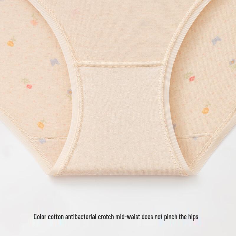 DingGuagua Women's Cotton Antibacterial Mid-Rise Briefs 4-Pack