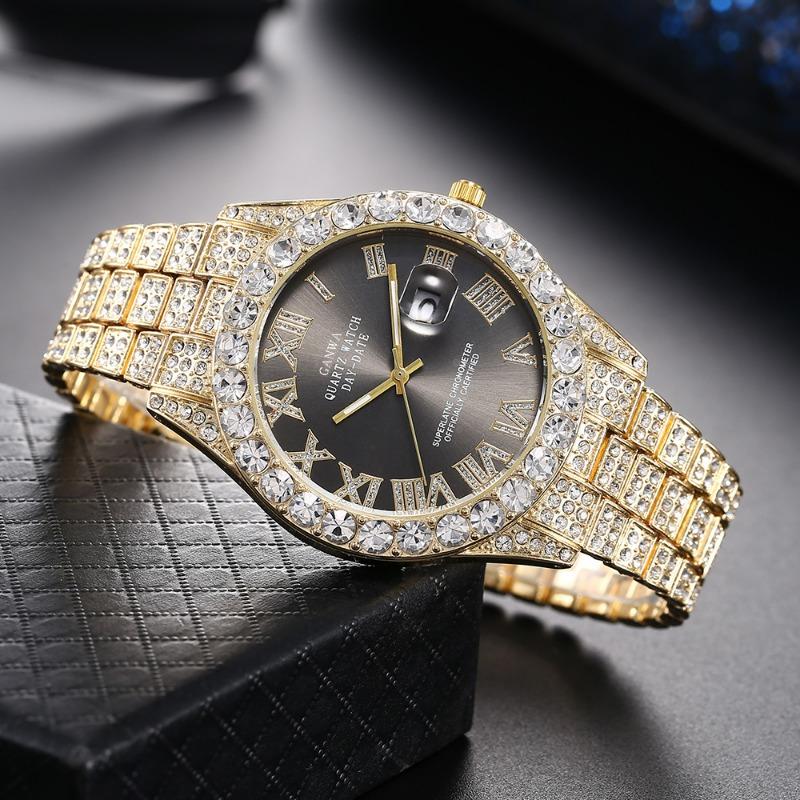 Rhinestone Steel Belt Full Diamond Watch Premium Calendar Roman Gypsy Quartz Watch