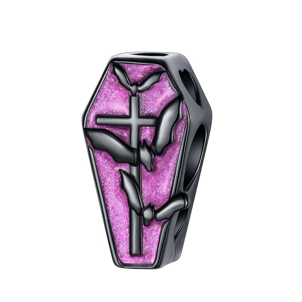 Colgantes de plata de ley S925 con forma de gato, perro, mariposa, flor y cadena de seguridad de color morado, aptos para pulseras originales DIY