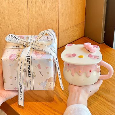 High-value Cartoon Kitten Mug Gift Box Girl Heart Ceramic Water Cup for Girlfriend and Girlfriend Birthday Gift