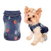 Moteriktig kjæledyrhundklær, vattert jakke, kjæledyrjakke, denim egnet for små hunder
