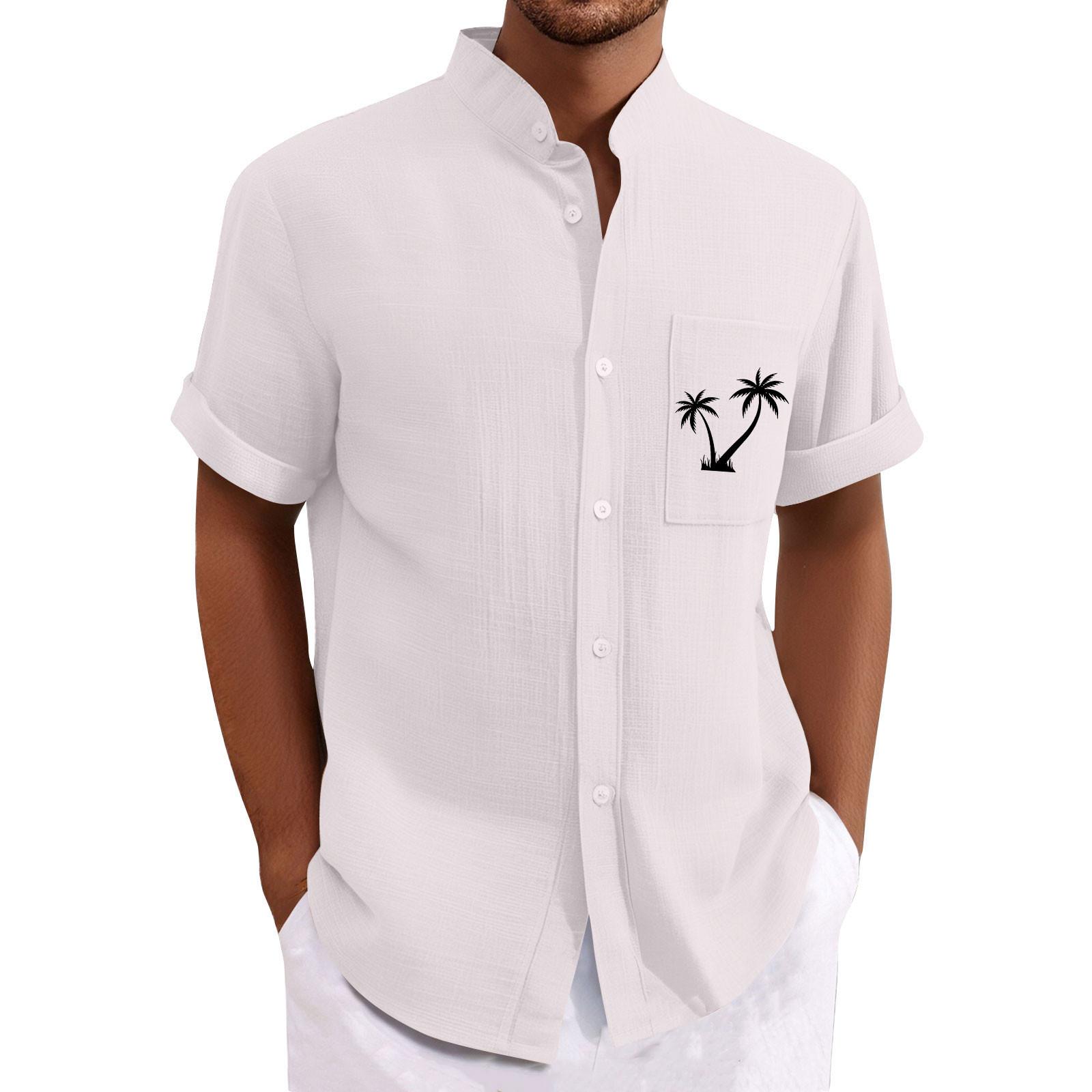 

Мужские винтажные рубашки для боулинга на пуговицах с коротким рукавом, летняя пляжная рубашка XXL белый