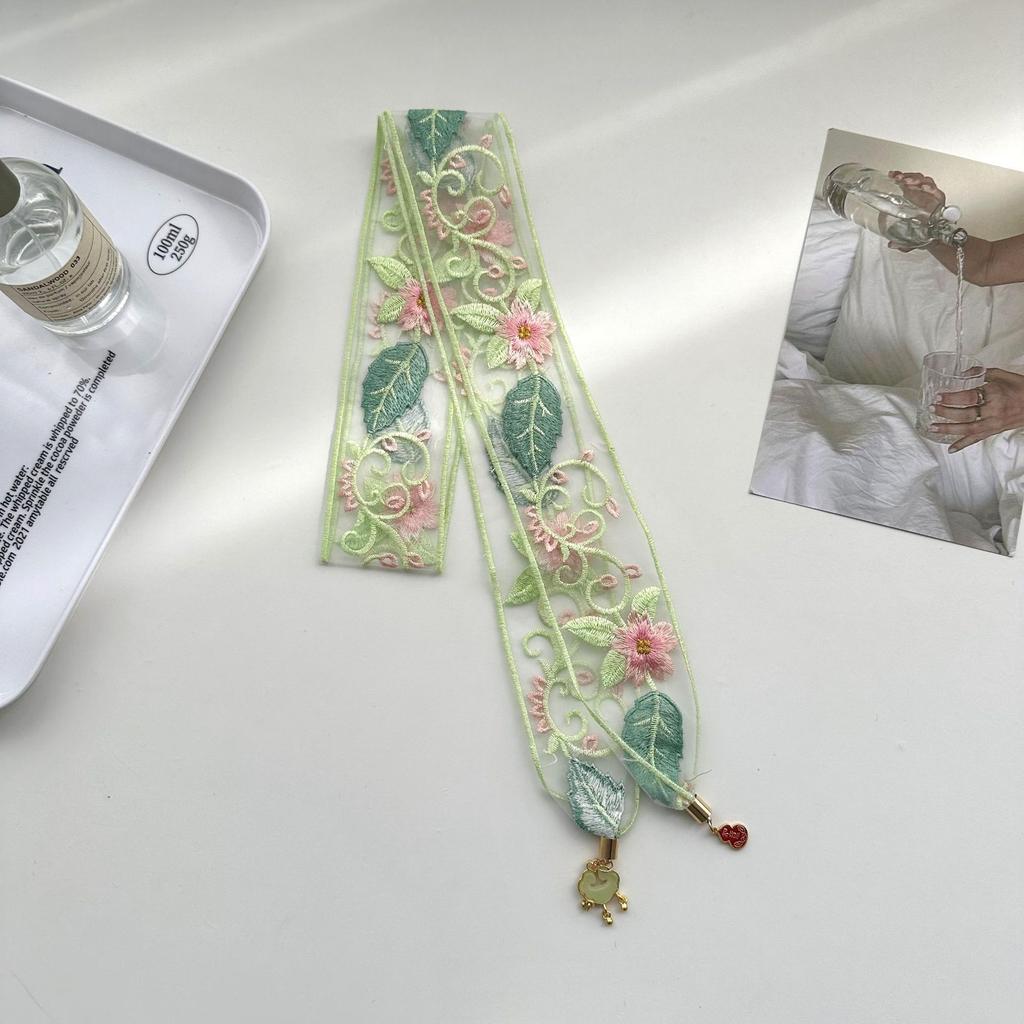 Lace Long Scarves Summer Ribbons Tied Bags Ribbons Women's Printed Scarves Sunscreen Scarves