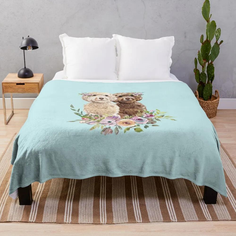 Labradoodle Doodle Dog Flannel Throw Blanket Cute Kawaii Dog Lightweight Super Soft for Sofa Couch Bed Festival Birthday Gift