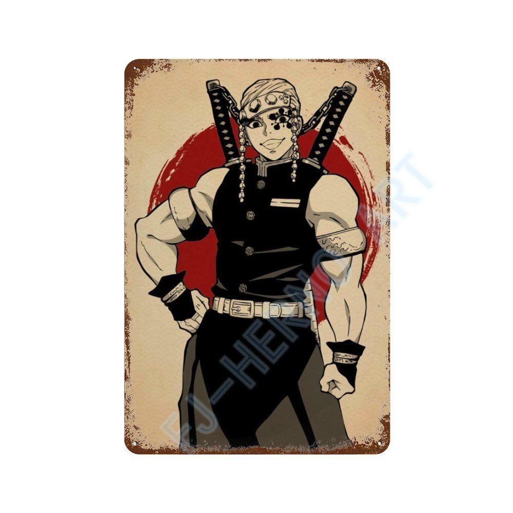 Japan Retro Anime Demon Slayer My Hero Academia Jujutsu Kaisen Metal Tin Sign Plaque Wall Art Home Kids Room Decorative Plates