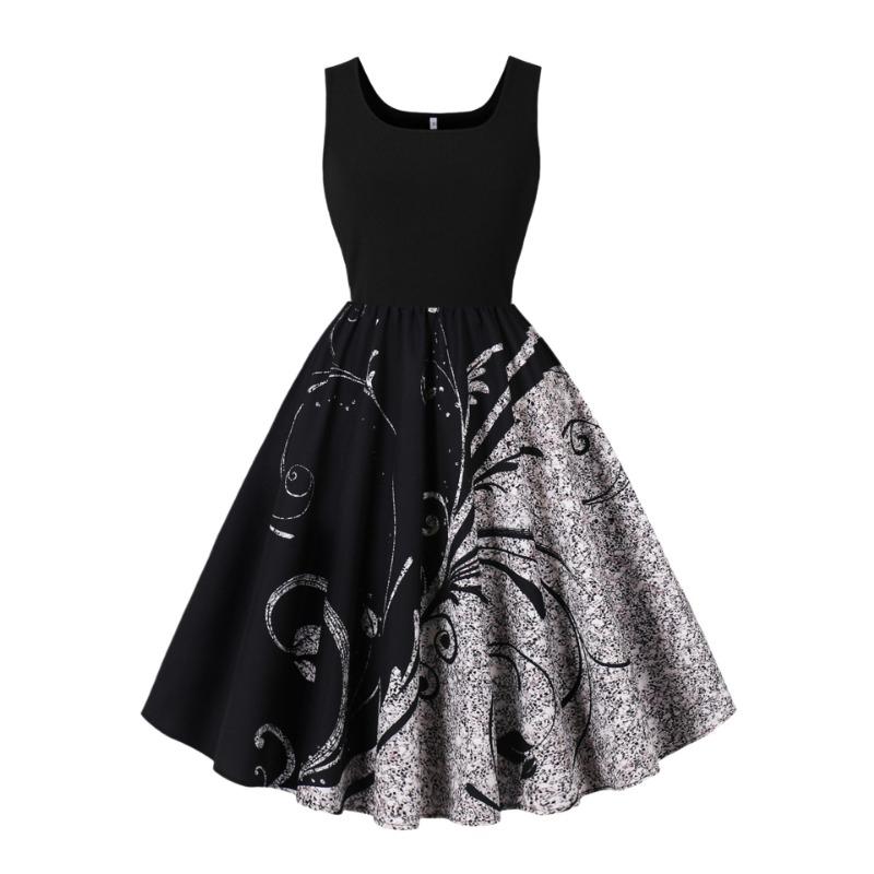 

Летнее новое ретро платье-маятник с жилетным воротником, без рукавов, черное, с принтом спеллинга XXL