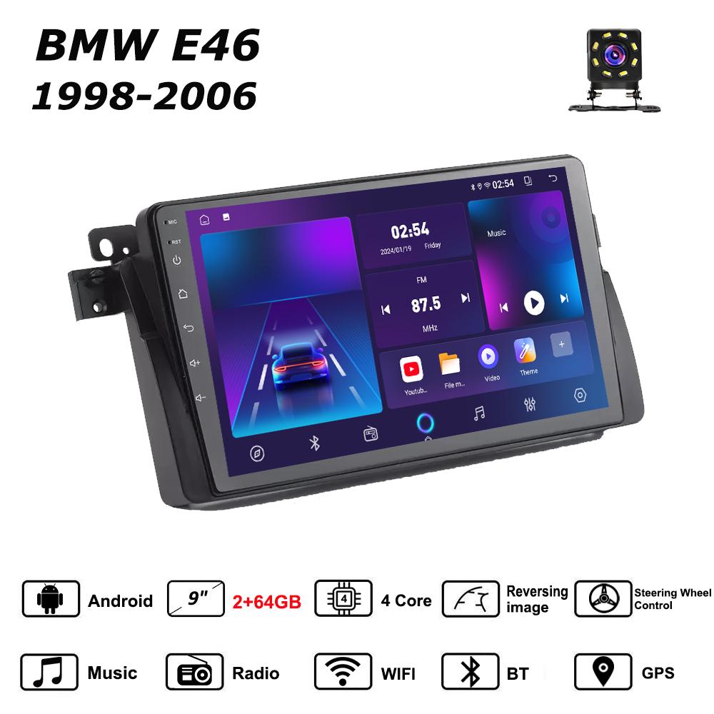 

Android Car-Play Car Radio For BMW E46 1998-2006 Multimedia Player Head Unit Stereo GPS Navigation BT WIFI,2+64GB чорний