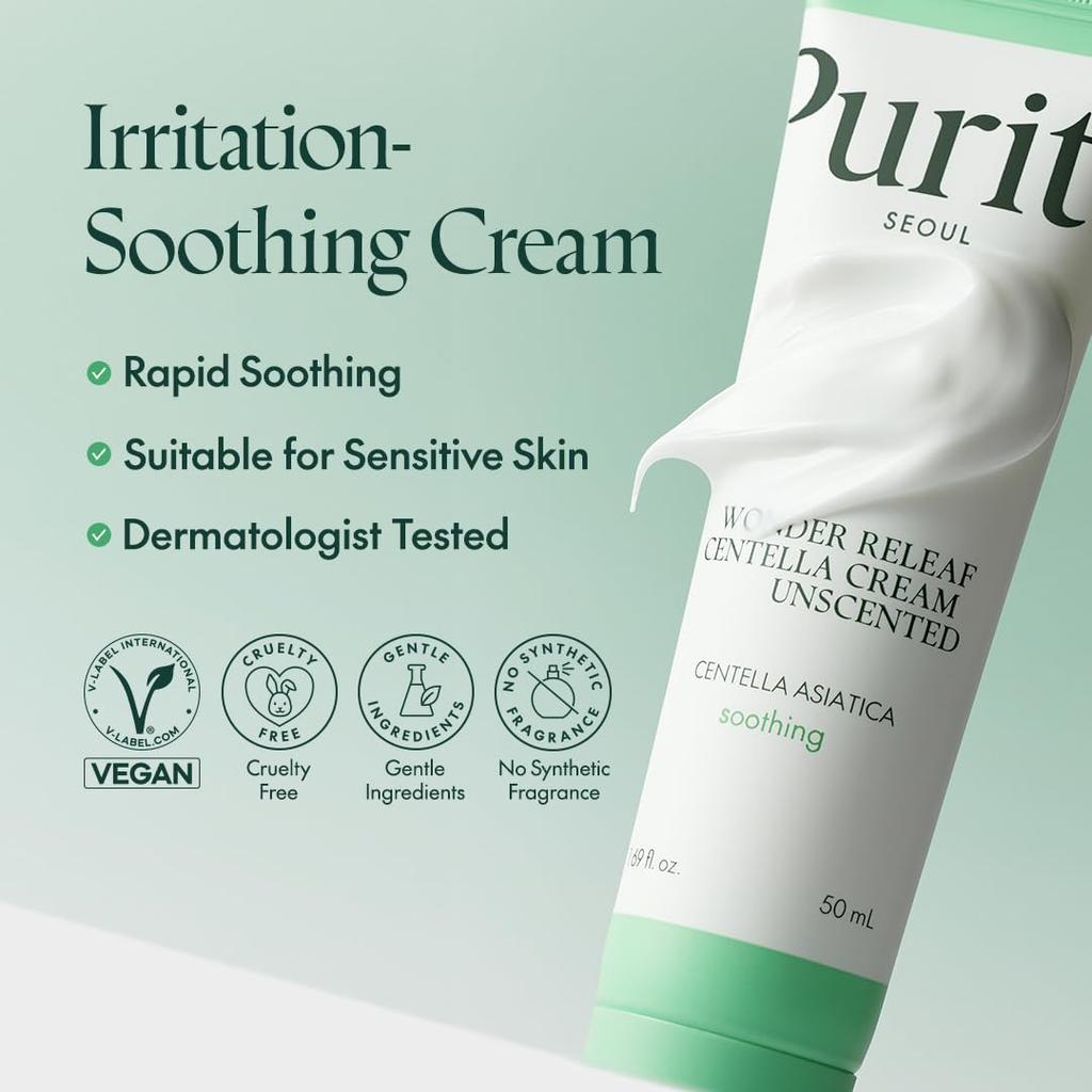 Purito Wonder Releaf Centella Cream Unscented 50ml+ RANDOM GIFT