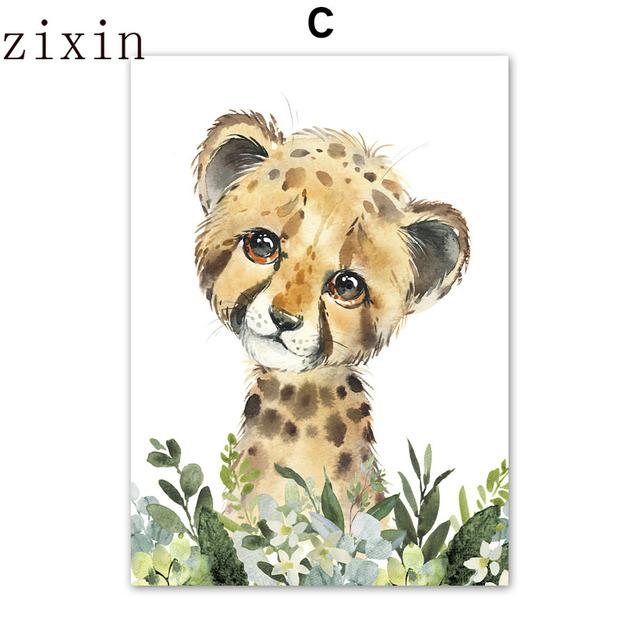 Niedlicher Löwe, Giraffe, Zebra, Gepard, Dschungeltiere, Wandkunst, Leinwand, nordische Poster, Malerei und Drucke, Wandbilder, Kinderzimmer-Dekoration