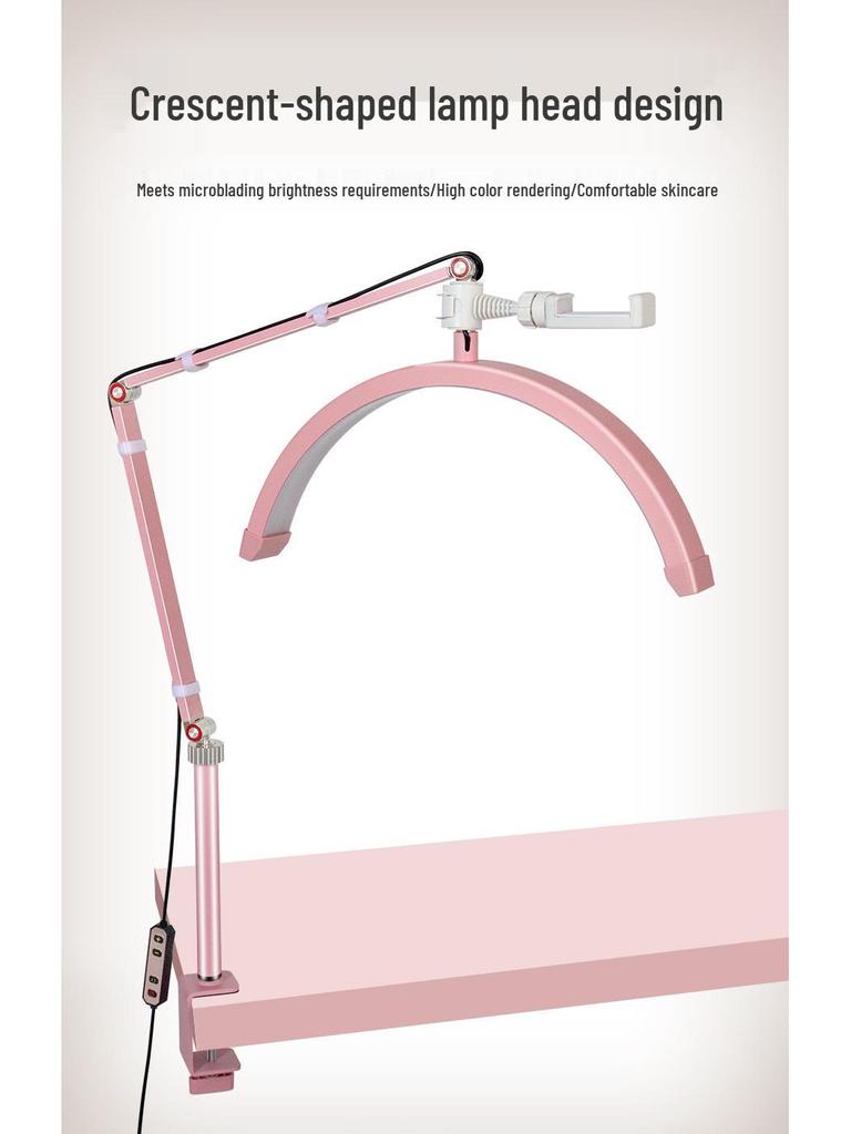 16" U-Shaped Cantilever Desk Lamp, 20W for Nail Art, Eyelash, Eyebrow, Tattoo & Beauty Lighting