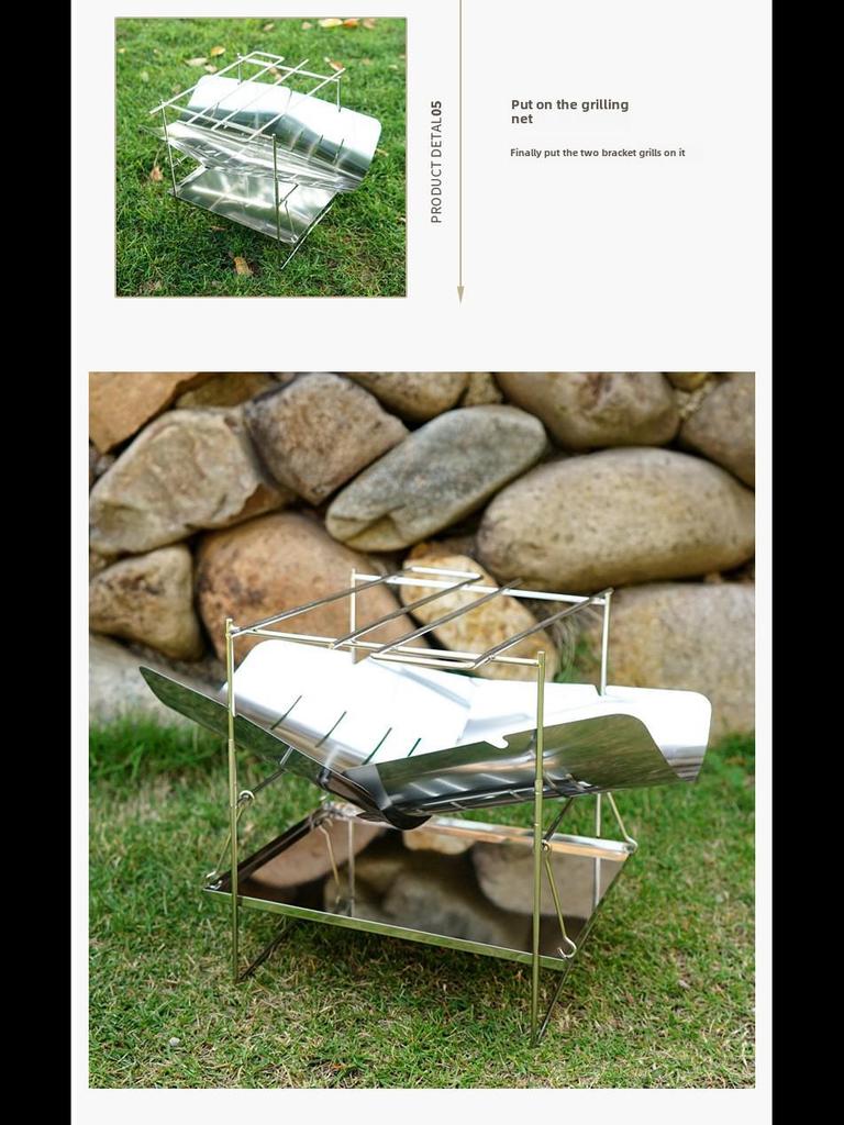 Ultra-Light Foldable Outdoor BBQ Grill & Portable Firewood/Charcoal Stove