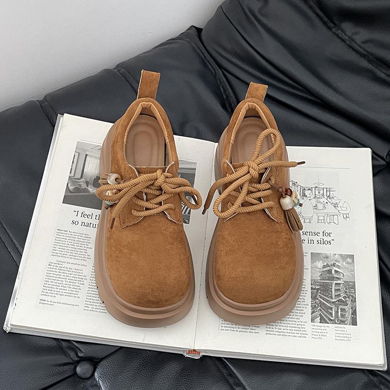 Literary Style Casual Versatile Big Head Shoes Women's Autumn and Winter 2025 New Retro Fashion Outer Loafers Single Shoes Tide